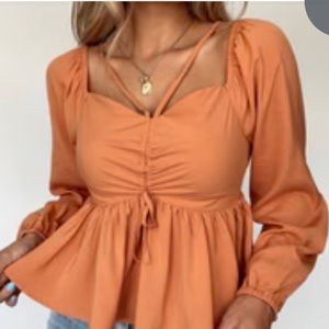 Lane 201 Orange Long Sleeve Blouse Good Chemistry Top